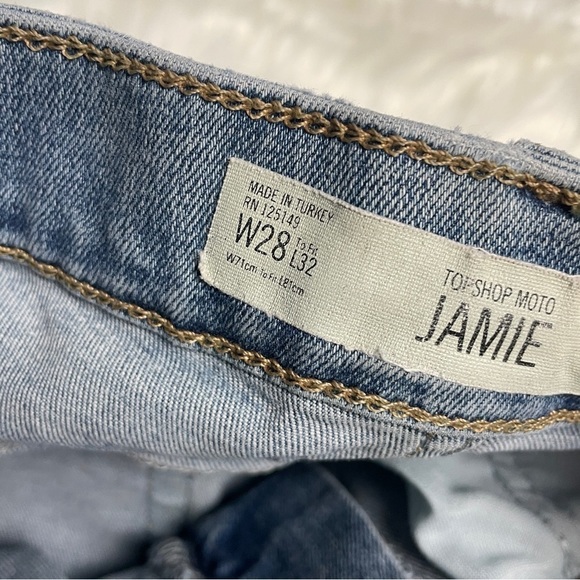 ✨ TopShop Moto Jamie Super Rip Distressed High Waist Skinny Jeans Size 28x32 - Picture 5 of 6